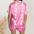 thumbnail image 4 of Yuncity Women Easter Pajamas Silk Satin Heart Shaped Rabbit Short Sleeve Button Down Shirt Shorts Pjs Loungewear Sleepwear Pink Xl, 4 of 5