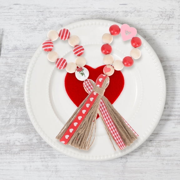 Toyvian Wood Napkin Holder Heart Shaped Beaded Material 4Pcs
