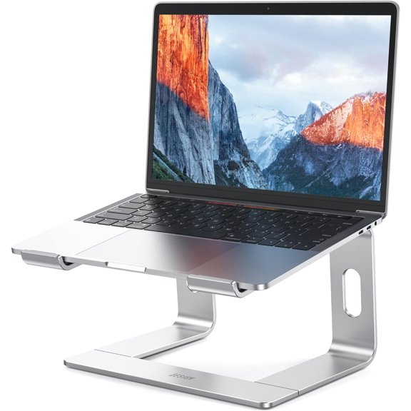 LS03 Aluminum Laptop Stand, Ergonomic Detachable Computer Notebook Riser Compatible with Air, Pro, Dell, HP, Lenovo More 10-15.6" Laptops, Silver
