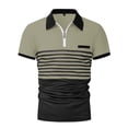 thumbnail image 4 of Hanerdun Men Zipper Polo Shirts Casual Tops Male Short Sleeve Blouse Light Green S, 4 of 5