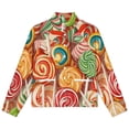thumbnail image 4 of Jackets for Women Winter Coat Jackets Flannel Stand Collar Jacket(Candy Pattern Rainbow Lollipop,Size:S-4XL), 4 of 7