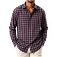 thumbnail image 2 of Fanshiluo Men's Plaid Button Down Collared Shirt, Long Sleeve Loose Fit Casual Top,L,Big and Tall Men, 2 of 5