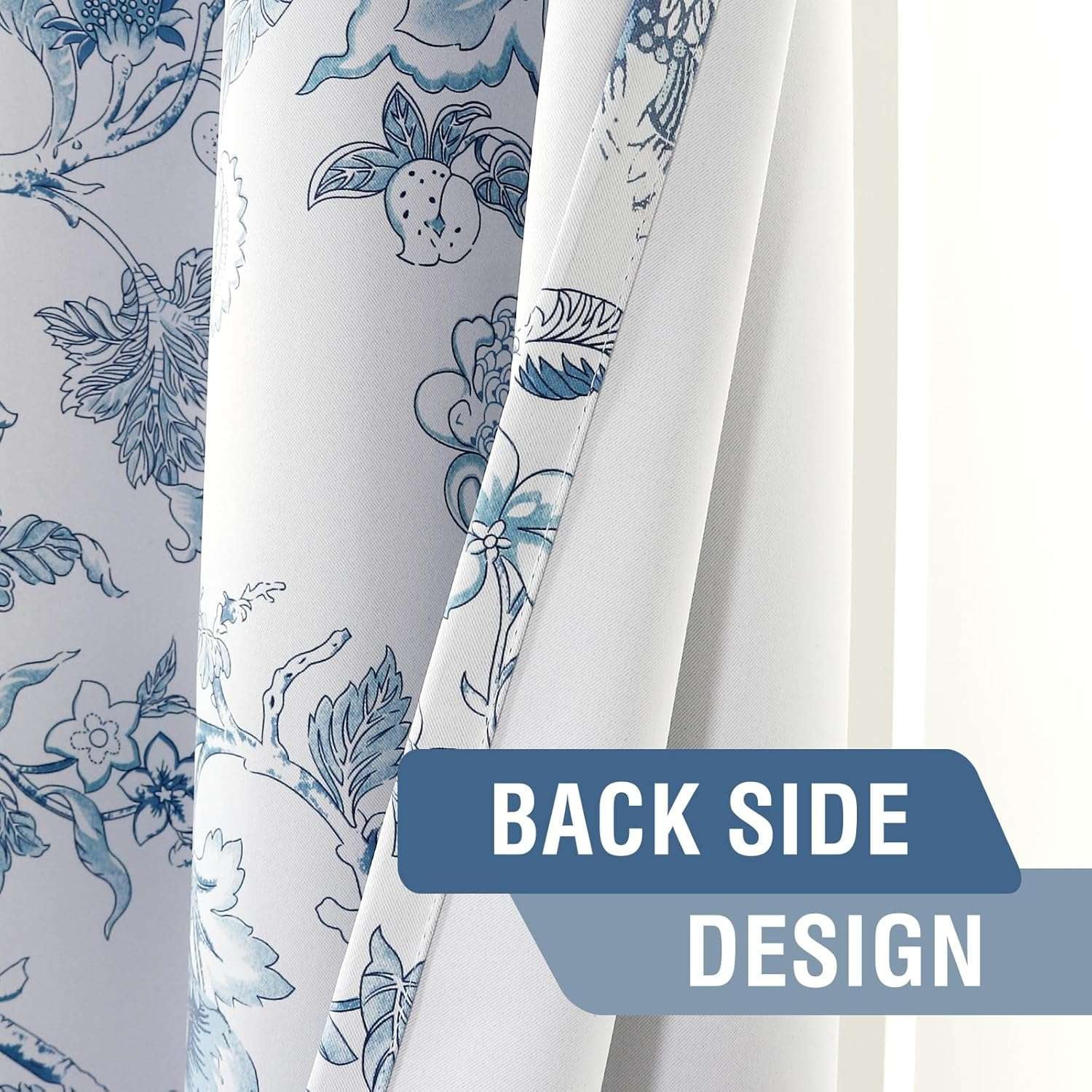 Turquoize Blackout Curtains 2 Panels Floral Print Thermal Insulated Grommet for Living Room(52"x 63",Storm Blue)