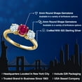 thumbnail image 2 of Gem Stone King 18K Yellow Gold Plated Silver Red Created Ruby and Sky Blue Aquamarine Engagement Ring for Women | 2.00 Cttw | Round 6MM | Gemstone July Birthstone | Size 6, 2 of 6
