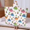 thumbnail image 5 of White Dinosaurs Colorful Leaves Pattern Hooded Bath Towel，60"x35" for Ages 3 To 12 Kids, Quick Dry Lightweight Soft Microfiber Hood Beach Towel Cover Up for Kids, 5 of 7