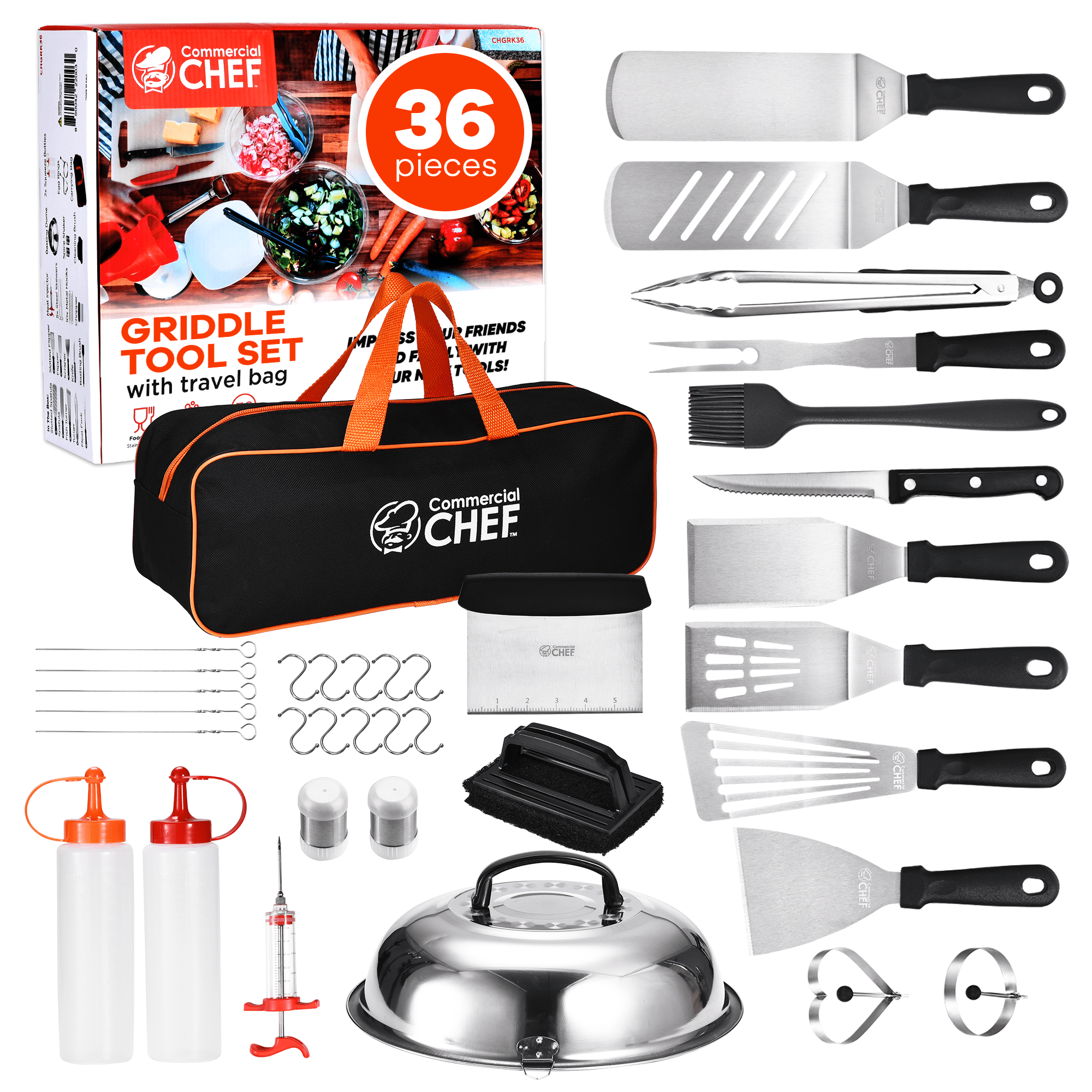 CHEFSPOT 36-Piece Griddle Accessories for Blackstone, BBQ, Flat Top Grilling Spatula Kit