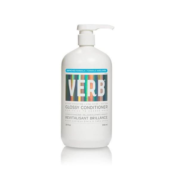 Verb après-Shampooing Brillant, Haute Brillance + Hydratation Supplémentaire pour Cheveux Secs et Épais, 32oz