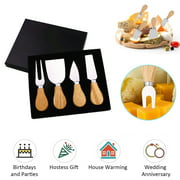 KEDSUM 4-Piece Cheese Knives Set, Stainless Steel Cheese Knife Collection with Wood Handle & Box