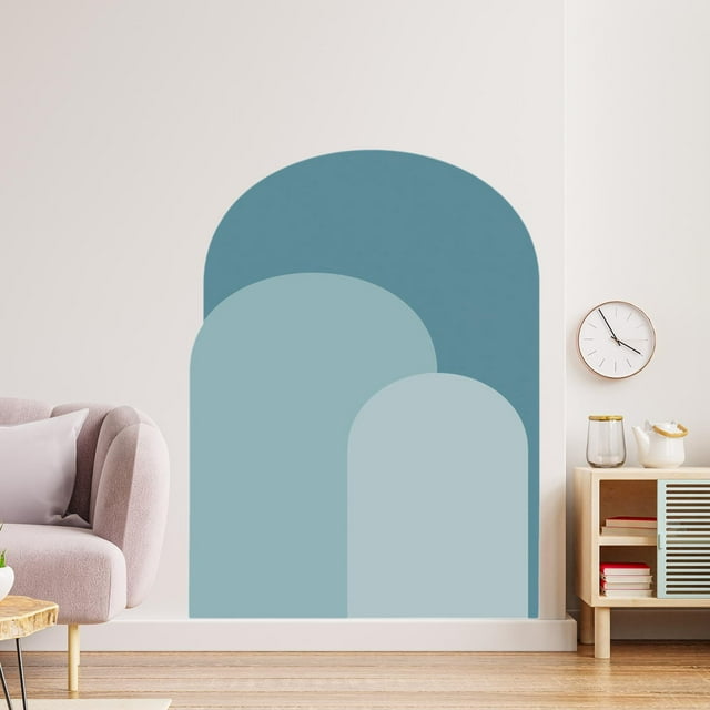 Calcomanía de pared con arco, decoración artística para dormitorio, fondo, guardería, fiesta, hogar, puerta interior, papel tapiz con arco, pegatina Azul