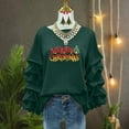 thumbnail image 4 of Yteetum Women's Merry Christmas Sweatshirts Oversized Crewneck Christmas Pleated Ruffle Trim Pullover Hoodless Sweatshirts Tops Womens Casual Xmas Graphic Round Neck Loose Lantern Sleeve Sweatshirts, 4 of 7