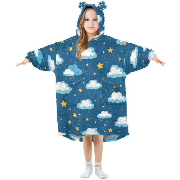 joogoo Wearable Blanket Hoodie for Clouds Stars Oversized Sherpa Hooded 3-14 YR M