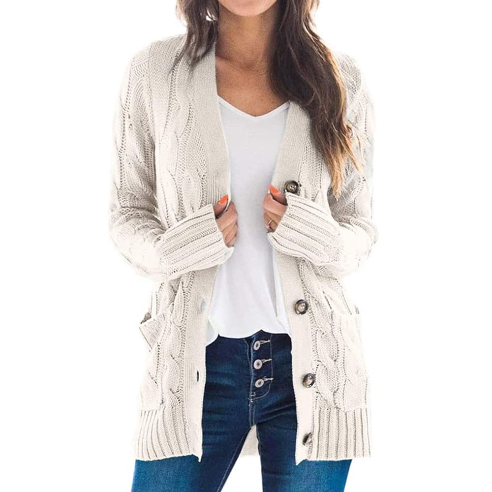 ALS Supplies - Casual Cardigan Sweater For Women Solid Color Twist
