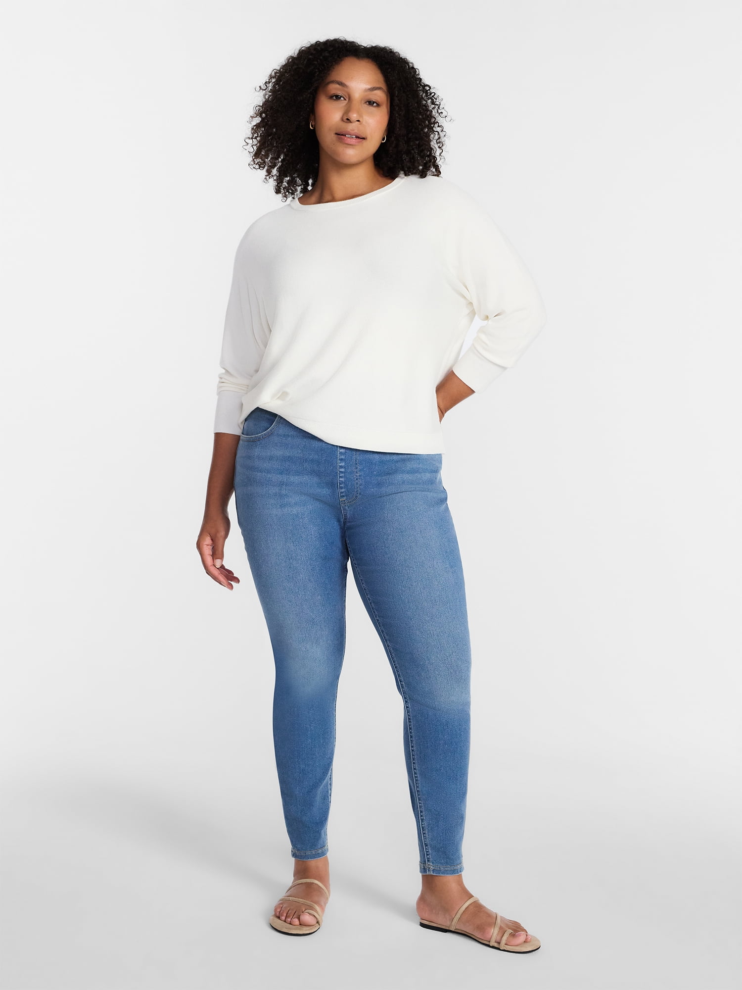 Terra & Sky Women's Plus Size Pull On High Rise Skinny Jeggings, 28" Inseam, Sizes 0X-4X