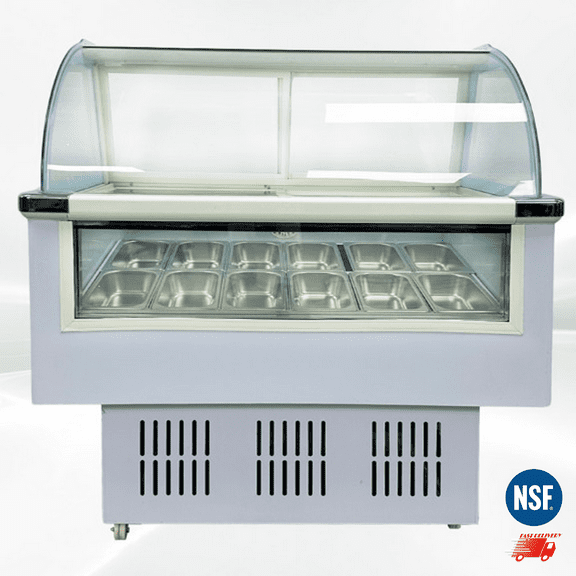 Cooler Depot 12-Pan Ice Cream & Gelato Display Dipping Cabinet Freezer, 13 cu ft, Model QBQ-188
