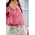 thumbnail image 4 of Women Summer Boho Tie Front Tops Lace Beach Button Down Tank Top Sleeveless Mesh Chiffon Crop Tops Y2k Clothes 2025 Pink L, 4 of 5