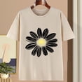thumbnail image 2 of Sexlip Womens Swimsuit Set Large Daisy Print Cover Up Design Crew Neck Short Sleeve Loose Silhouette Breathable Fabric for Pool Parties Yellow S, 2 of 3