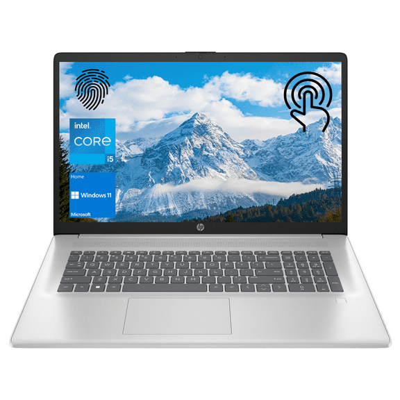 HP Essential Laptop, 17.3" HD Touchscreen, Intel Core i5-1335U, 8GB RAM, 512GB SSD, Backlit KB, HDMI, Wi-Fi 6, Fingerprint Reader, Windows 11 Home, Silver