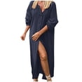thumbnail image 1 of Robes pour Femmes 2024 Été Ample Décontracté Coton Lin Manches Courtes Col Rond Robe 50 % de Réduction!, 1 of 5