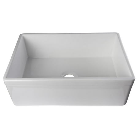 HomeStock Renaissance Revival White 30 Decorative Lip Apron Kitchen Sink 29.9 x 19.8 x 10 - Single Bowl Farmhouse Design with Top Lip