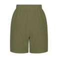 thumbnail image 5 of RYRJJ Women's Cotton Linen Shorts Drawstring Elastic Waist Shorts Casual Summer Comfy Lightweight Baggy Beach Shorts with Pockets(Army Green,M), 5 of 7