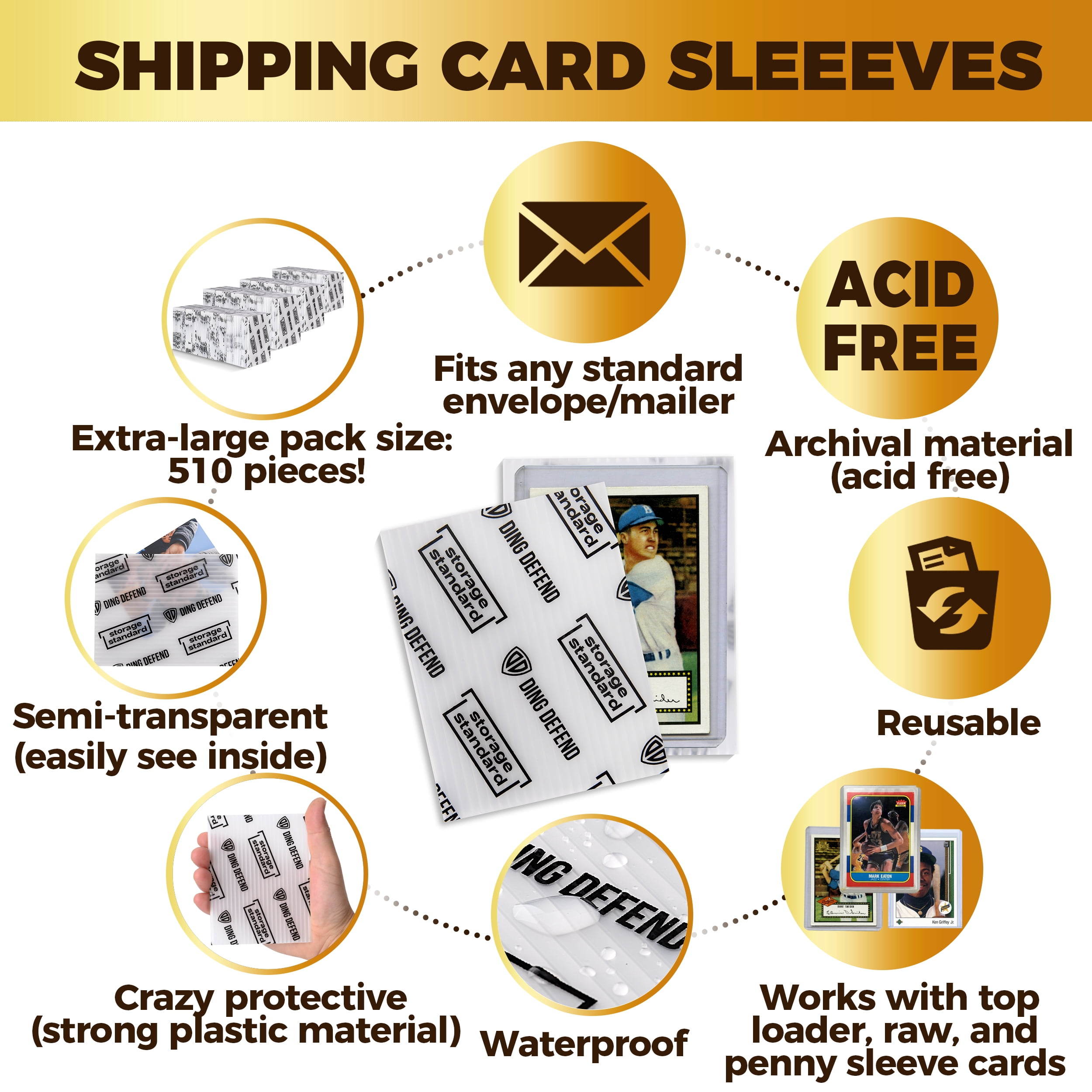 Storage Standard Trading Cards Protector Sleeves Shipping Protector Waterproof Card Holder 510 Pack