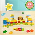 thumbnail image 2 of 74 Pcs Creative Building Blocks, Toddler Building Blocks Stacking Train with Storage Box, Educational Preschool Learning Toddler Toys Blocks Gift for Kids Boys and Girls, 2 of 10
