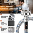 thumbnail image 3 of 15ft Long Washing Machine Hoses (2 Pack) by - Stainless Steel Hot and Cold Striped Water Supply Lines - Universal Fit to All Wash Machines - Burst Proof Leak Free Hose - 10 YEARS WARRANTY, 3 of 6