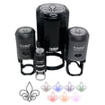thumbnail image 1 of Fleur de Lis Outline Self-Inking Rubber Stamp Ink Stamper - Sky Blue Ink - Small 3/4 Inch, 1 of 7