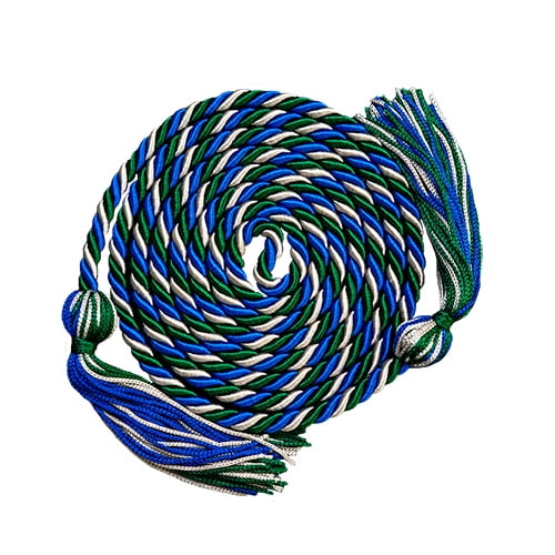 Honors Graduation Academic Honor Cord (Royal Blue/Green/Silver)