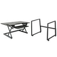 thumbnail image 1 of Rocelco 46" Mobile Large Height Adjustable Standing Desk BUNDLE - Rolling Sit Stand Up Dual Monitor Riser - Gas Spring Assist Computer Workstation - Retractable Keyboard Tray - Black, 1 of 8