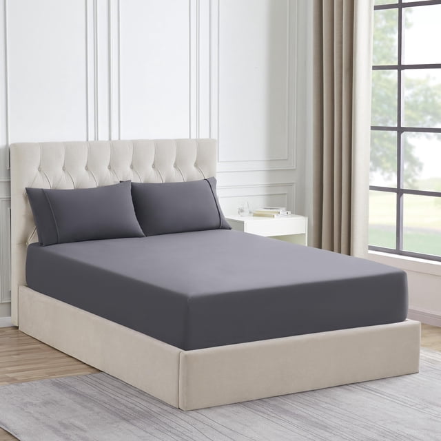 Sábana bajera ajustable de franela de la colección Sweet Home, tamaño king, gris
