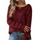 thumbnail image 1 of HongQid Women's Sweaters Boat Neck Crochet Long Sleeve Sweater Lightweight Knit Tops Shitrs Loose Fit Fall Fashion, 1 of 3
