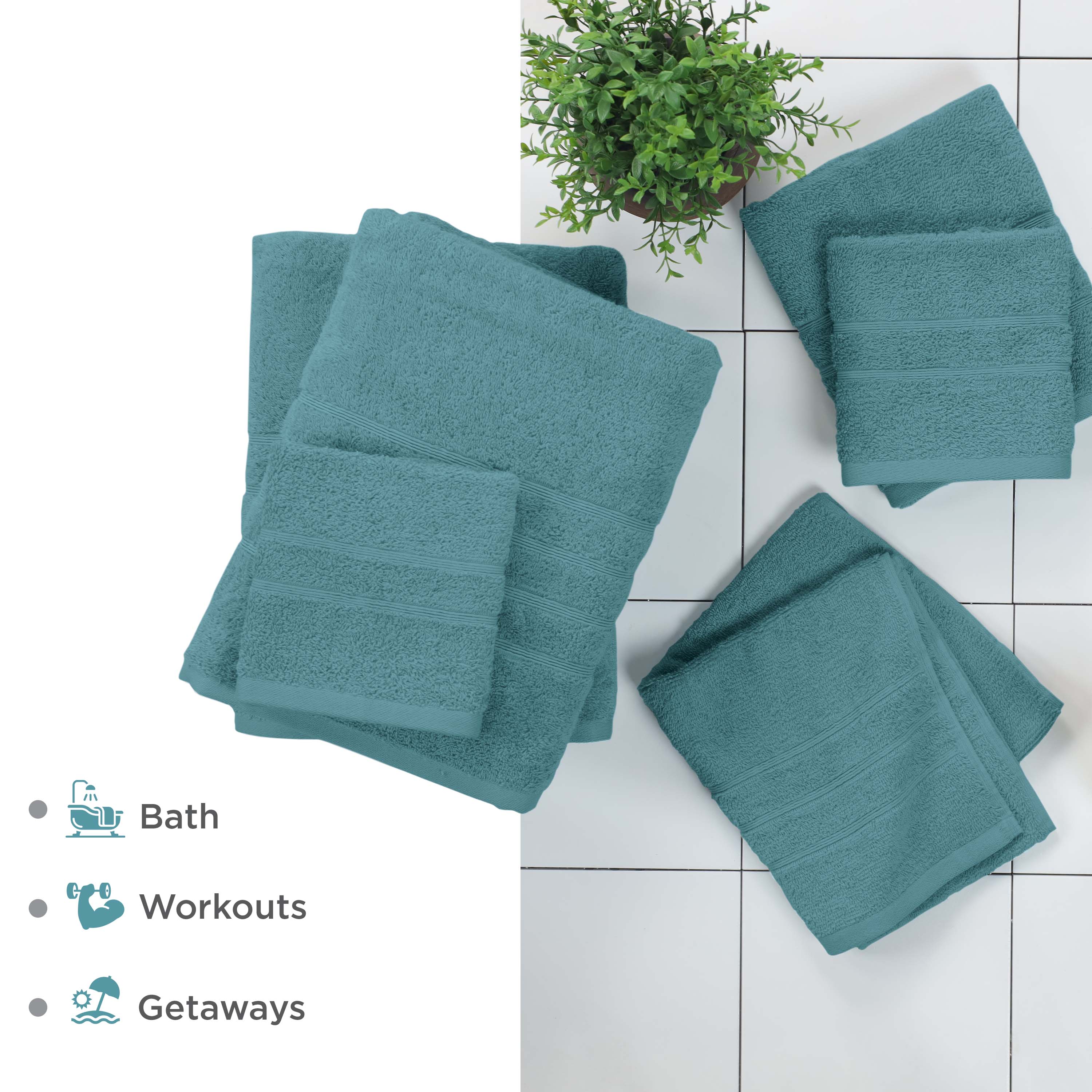 Martex 6-Piece Towel Set | 100% Cotton Soft & Absorbent Bath Towels | Larkspur Teal