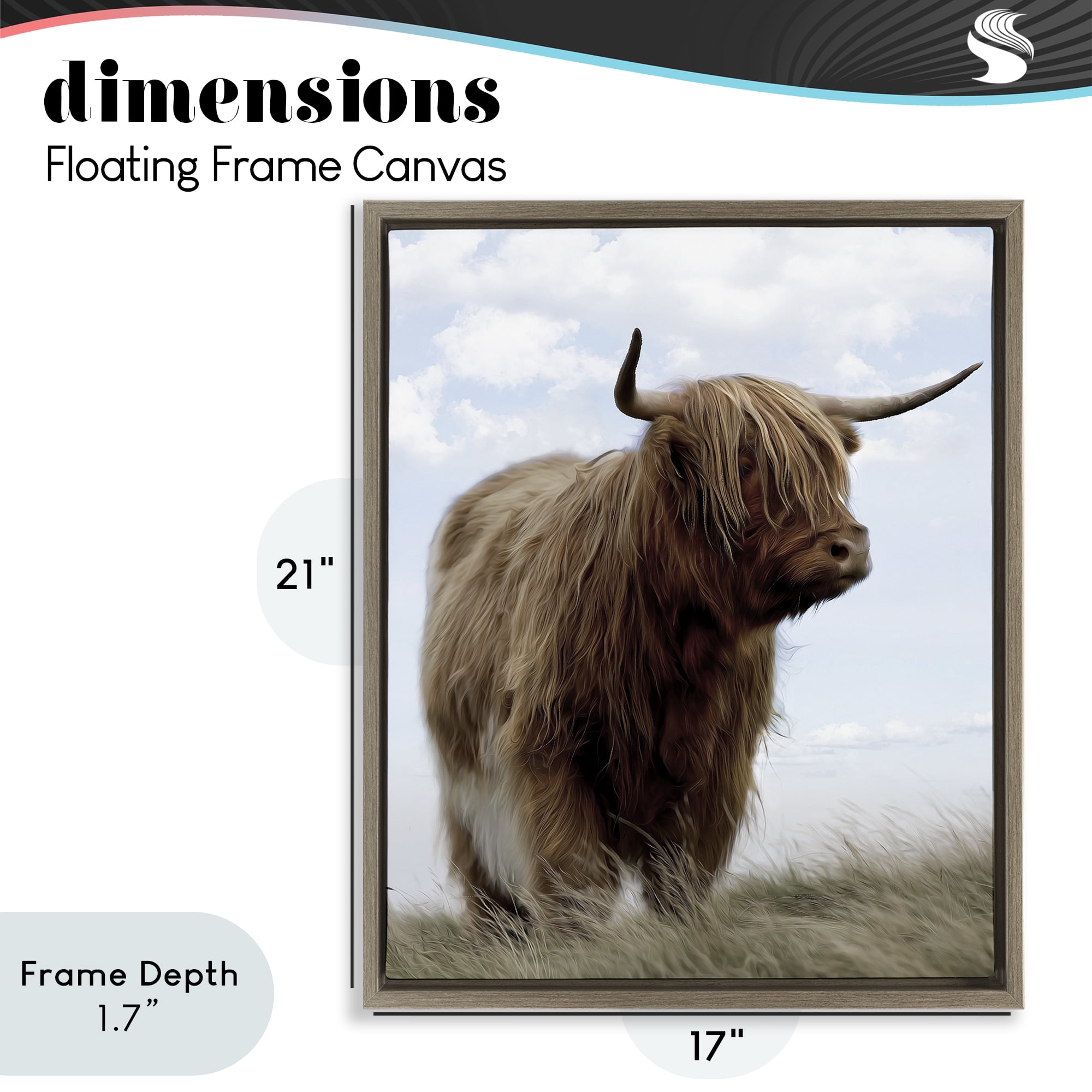 Stupell Industries Restful Look Highland Cattle Brown Framed Floater Canvas Wall Art, design by Marcus Prime