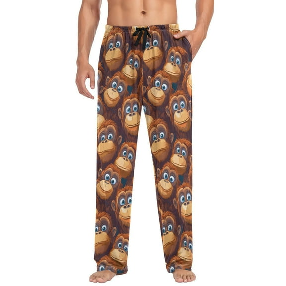 joogoo Men's Pajama Pants Cartoon Gorillas Soft Long Sleep Lounge Pjs Bottoms L