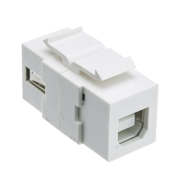 ACL USB 2.0 Type A Female To Type B Female Adapter (Reversible) Keystone Insert, White, 1 Pack