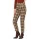 thumbnail image 4 of Pantalones de tartán a cuadros para mujer INSPIRE CHIC, elásticos, de cintura alta, rectos y largos, color marrón beige, 4 of 6