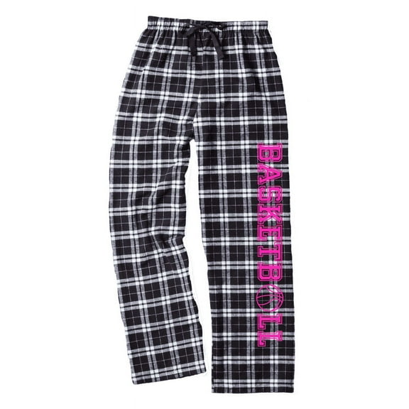 Adult Basketball Black and White Flannel Pants (Neon Pink, Adult X-Large)