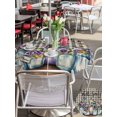 thumbnail image 5 of Outdoor Tablecloths with Umbrella Hole & Zipper, Hello Spring Round Tablecloth 54 Inch, Pastoral Purple Bottle Floral Black White Plaid Waterproof Table Cloth, Patio/Pool/Picnic Table Covers, 5 of 8