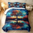 thumbnail image 2 of Homewish Tree Of Life Botanical Art Twin Quilt Set,Watercolor Gradient Twin Coverlet Set,Black Reversible,2-Piece, 2 of 7