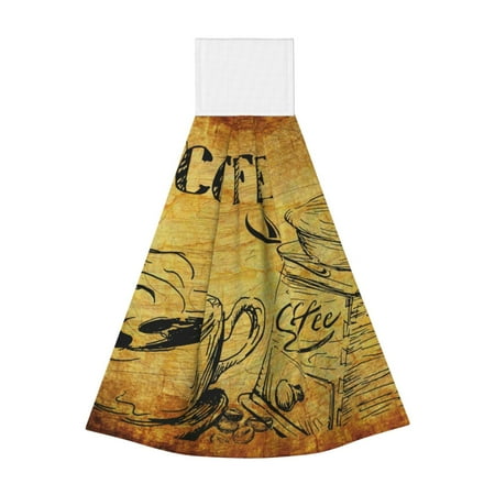 

Jgfou Coffee Vintage Print Coral Fleece Microfiber Hanging Hand Towel Soft Premium Dishcloths Multi-Purpose Dust and Stain Removal Cleaning Supplies