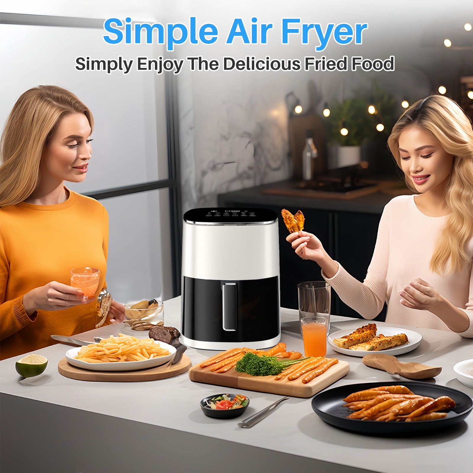 6 Qt Air Fryer, Sliver 12-in-1 Functions Air Fryer, Automatic Shutoff, Built-in Timer, Basket, Oil, Frying 400°F Max