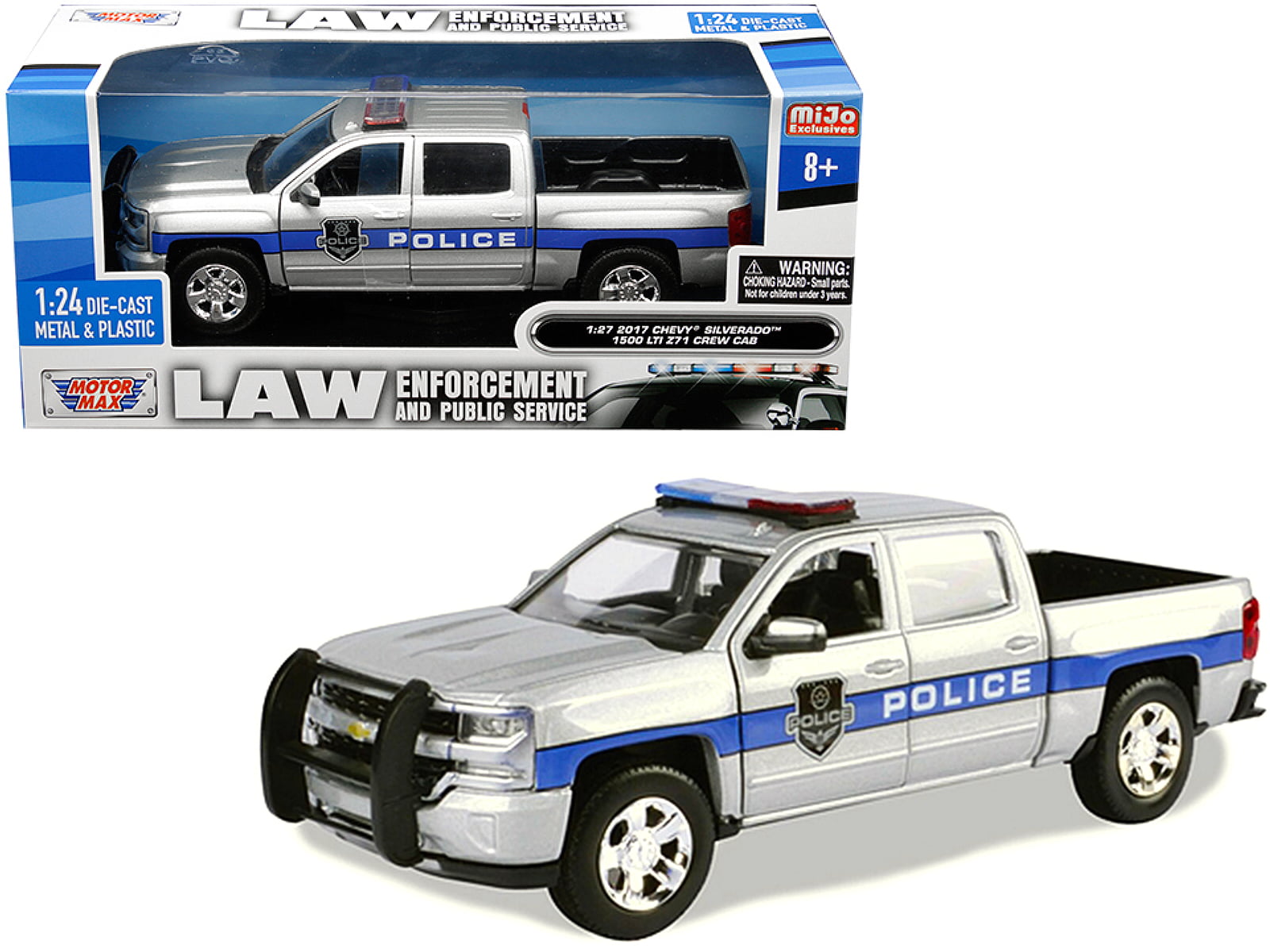 1/24 MOTORMAX 2017 Chevrolet Silverado 1500 LT Z71 Crew Cab Police Diecast 76966 