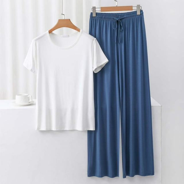 Weiqiqre Pyjamas pour Femmes Pyjamas Rafraîchissants Ensembles d'Été Assortis Manches Courtes Ensemble de Détente Femmes