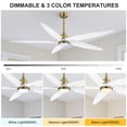 thumbnail image 4 of LEDET 64 in. Gold and White Indoor 5-Solid Wood Blades LED Ceiling Fan with Remote, 4 of 8