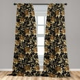 thumbnail image 2 of Dahlia Pattern Window Curtains, Modern Design Jungle Flowers Boho with Leaves Golden Tone Art, Lightweight Decor 2-Panel Set with Rod Pocket, Pair of - 28"x63", Amber Pale Yellow Dimgray, by Ambesonne, 2 of 3