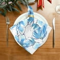 thumbnail image 2 of Dreamtimes Set of 1 Watercolor Blue Flower Satin Napkin Square 20 Inches Table Napkins Soft Smooth Decorative Napkins for Wedding Banquet Party Decoration, 2 of 6