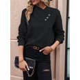thumbnail image 6 of Long Sleeve Shirts for Women Fall Outfits V Neck T Shirts Button Down Tunic Tops Fashion Clothing Black M, 6 of 7