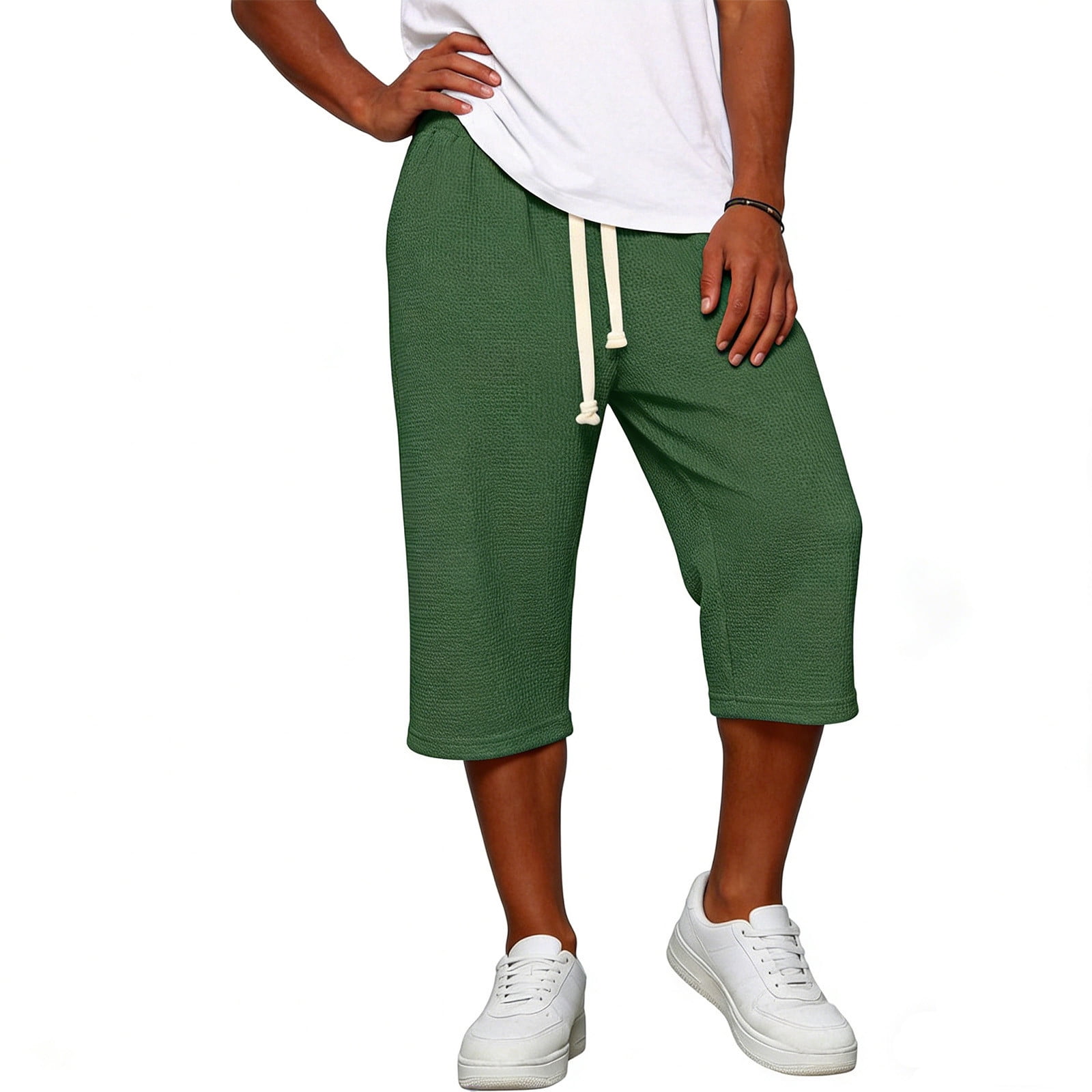 Timoontee Men Beach Shorts Functional Side Pockets Pockets for Outdoor Activities Relaxed Fit Design Green L