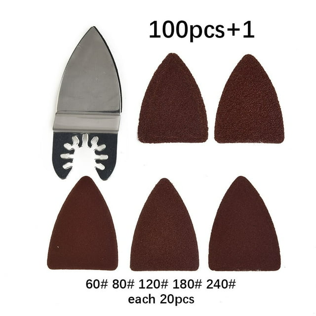 Lefu 100 Pcs Feuilles de Ponçage + Tampon de Ponçage pour Accessoires d'Outils Oscillants multimaster